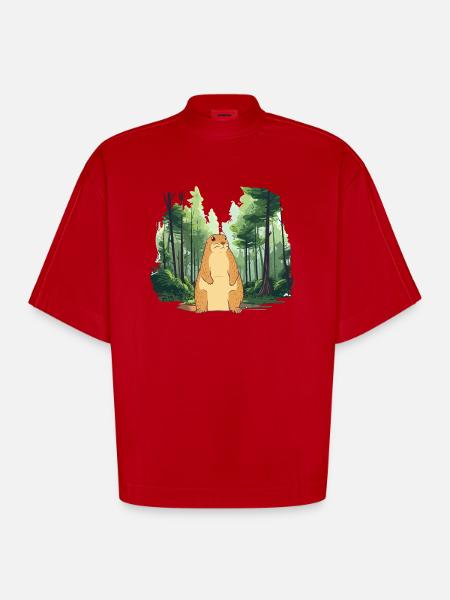 Strong groundhog nature landscape - Heavyweight Oversized Organic Boxy T-Shirt Made in EU - red