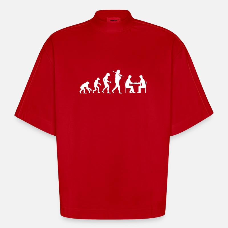 Evolution Chess - Heavyweight Oversized Organic Boxy T-Shirt Made in EU - red