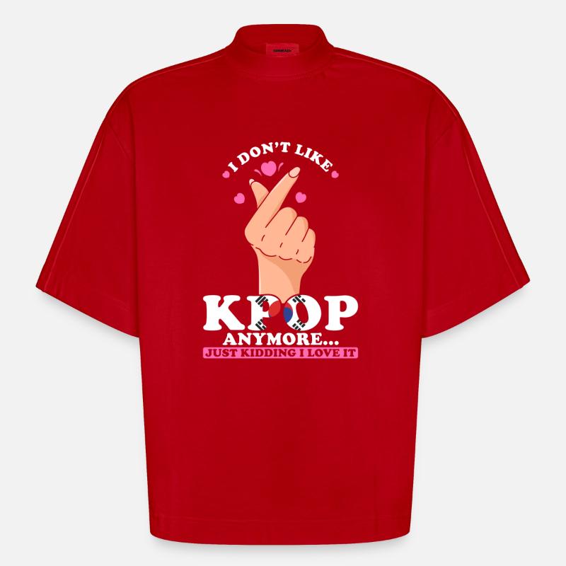 K-pop Ich Liebe K-pop - Heavyweight Oversized Organic Boxy T-Shirt Made in EU - Rot