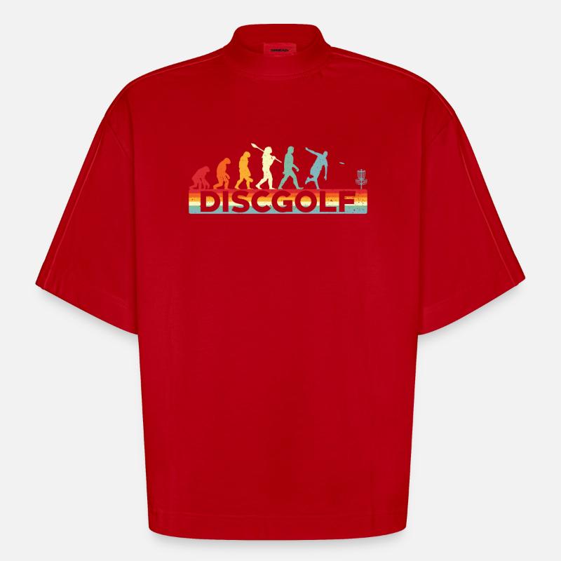 Discgolf Evolution Discgolf - Heavyweight Oversized Organic Boxy T-Shirt Made in EU - Rot
