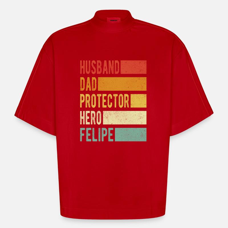 Felipe Name Papa Geschenk - Heavyweight Oversized Organic Boxy T-Shirt Made in EU - Rot