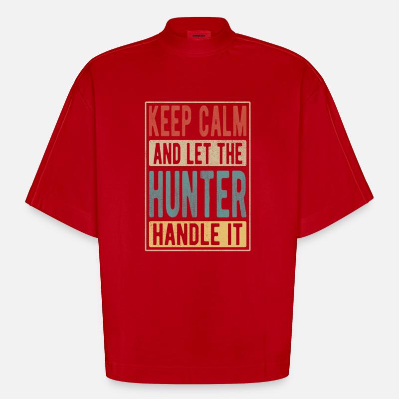 Hunter Retro Gift - Heavyweight Oversized Organic Boxy T-Shirt Made in EU - red