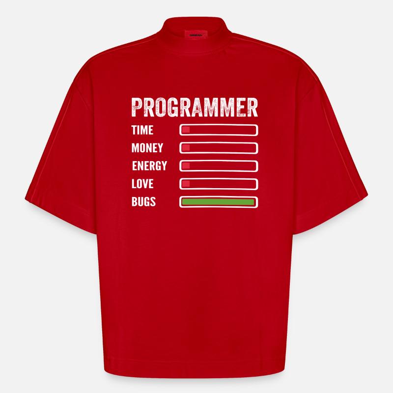 Developer Humor Programmer Coder - Heavyweight Oversized Organic Boxy T-Shirt Made in EU - red