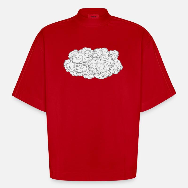 Cloud cloud | Brain cloud - Heavyweight Oversized Organic Boxy T-Shirt Made in EU - red