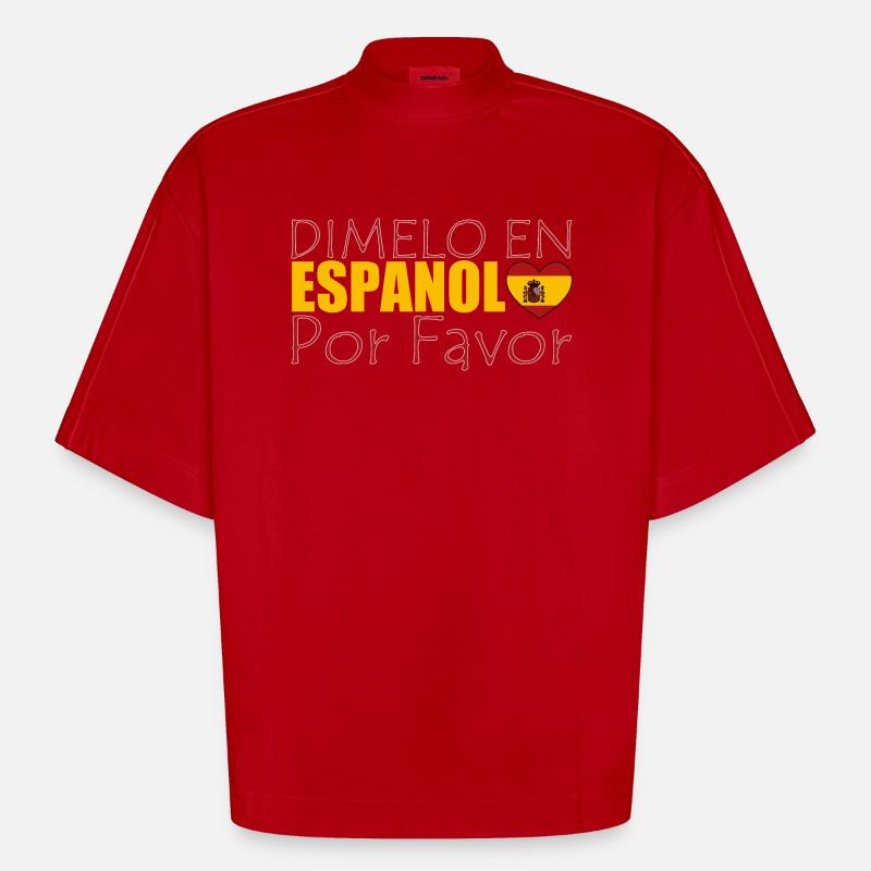 Spanisch Spanisch Lehrer Sprache - Heavyweight Oversized Organic Boxy T-Shirt Made in EU - Rot