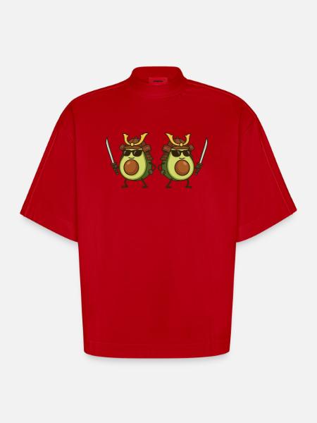 avocado samurai 2 - Heavyweight Oversized Organic Boxy T-Shirt Made in EU - Rot