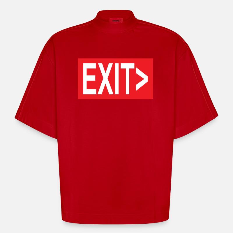 Exit / Exit / Emergency Exit - Heavyweight Oversized Organic Boxy T-Shirt Made in EU - red
