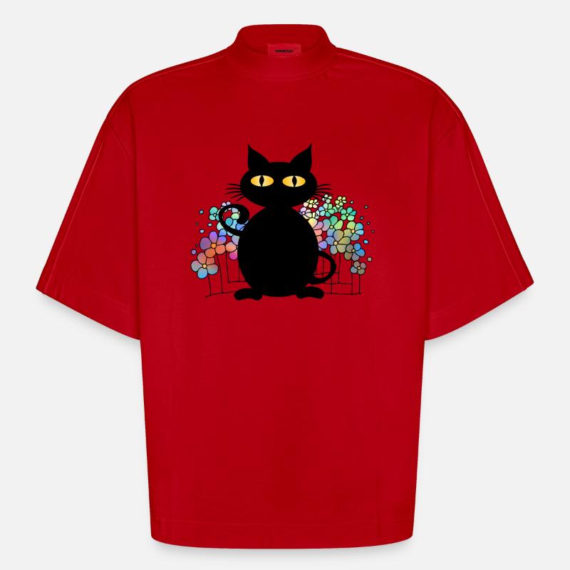 Chat - T-shirt bio épais oversize Boxy fabriqué en UE - rouge