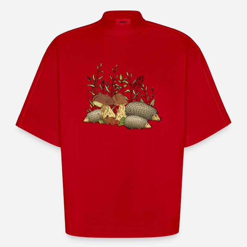 Hedgehogs - Heavyweight Oversized Organic Boxy T-Shirt Made in EU - red