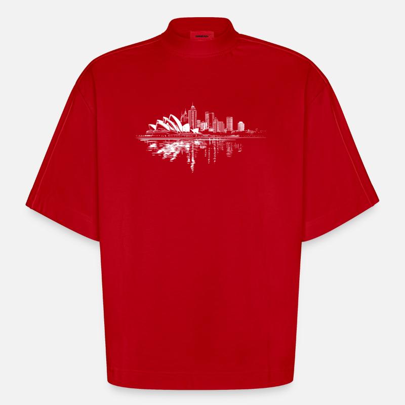 Horizon de Sidney - T-shirt bio épais oversize Boxy fabriqué en UE - rouge