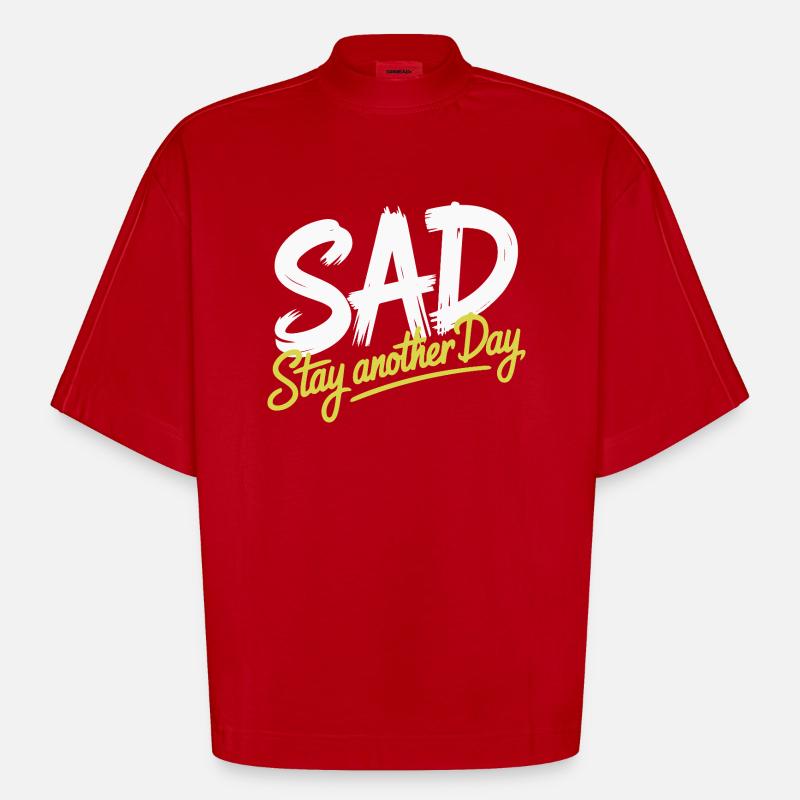 RESTEZ UN JOUR DE PLUS - T-shirt bio épais oversize Boxy fabriqué en UE - rouge