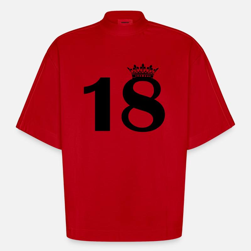 18 krone - Heavyweight Oversized Organic Boxy T-Shirt Made in EU - Rot