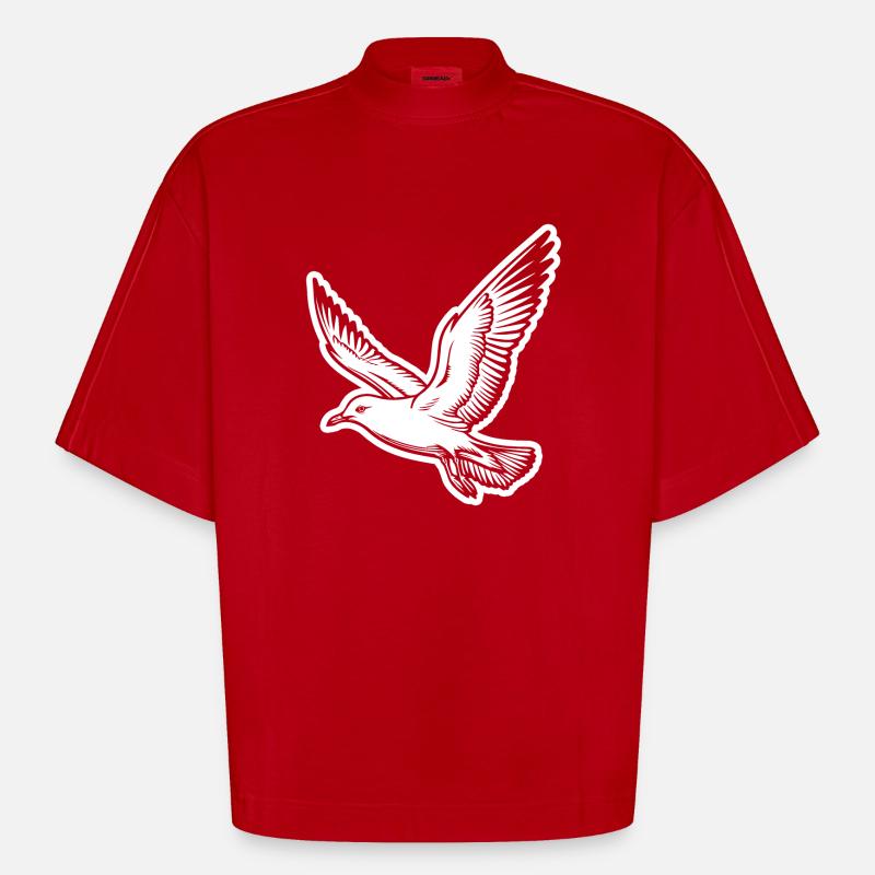 Möwe - Heavyweight Oversized Organic Boxy T-Shirt Made in EU - Rot
