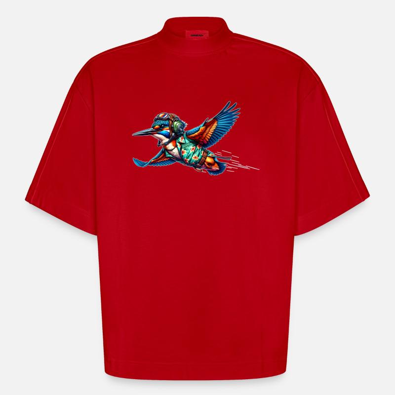 Pilot Eisvogel - Heavyweight Oversized Organic Boxy T-Shirt Made in EU - Rot