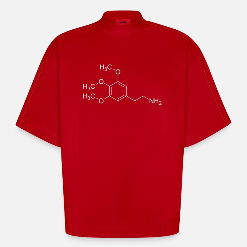 Mescaline mescaline structural formula - Heavyweight Oversized Organic Boxy T-Shirt Made in EU - red