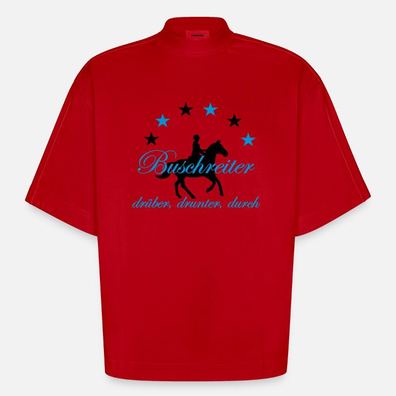 Buschreiter, drüber, drunter, durch - Heavyweight Oversized Organic Boxy T-Shirt Made in EU - Rot