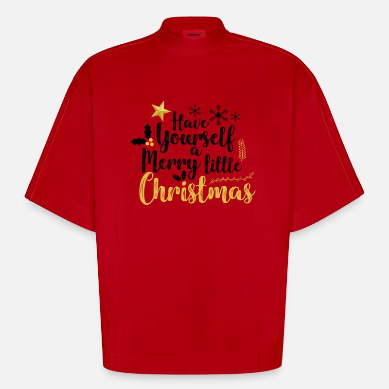 PASSEZ UN JOYEUX PETIT NOËL - T-shirt bio épais oversize Boxy fabriqué en UE - rouge