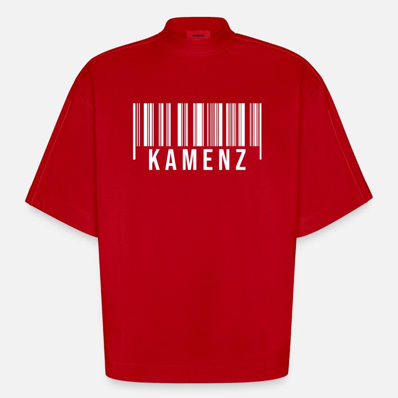 Kamenz Strichcode - Heavyweight Oversized Organic Boxy T-Shirt Made in EU - Rot