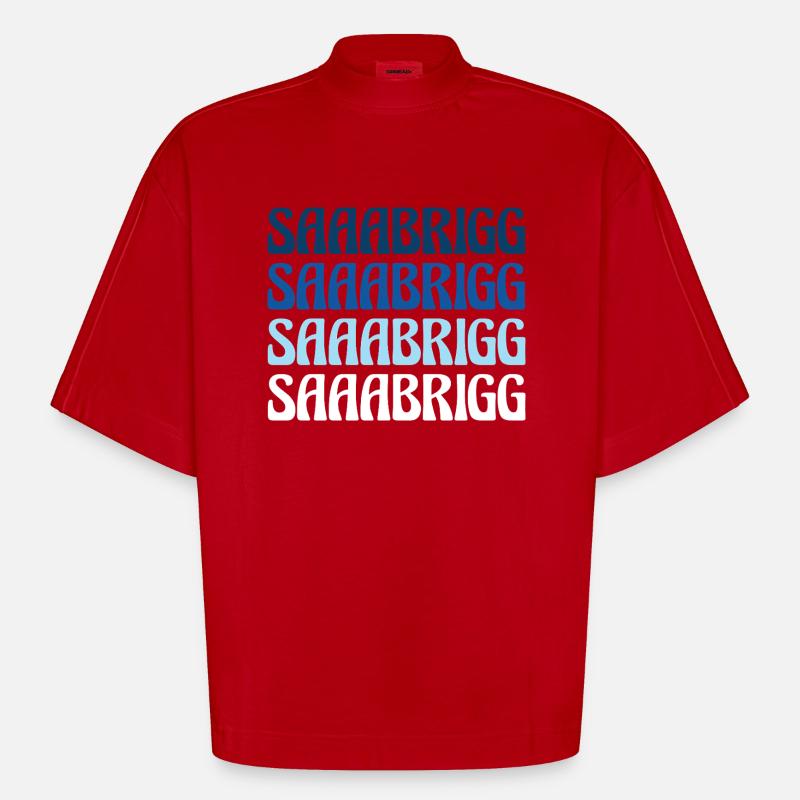 Saaabrigg Saarbrücken Dialecte Cadeau - T-shirt bio épais oversize Boxy fabriqué en UE - rouge