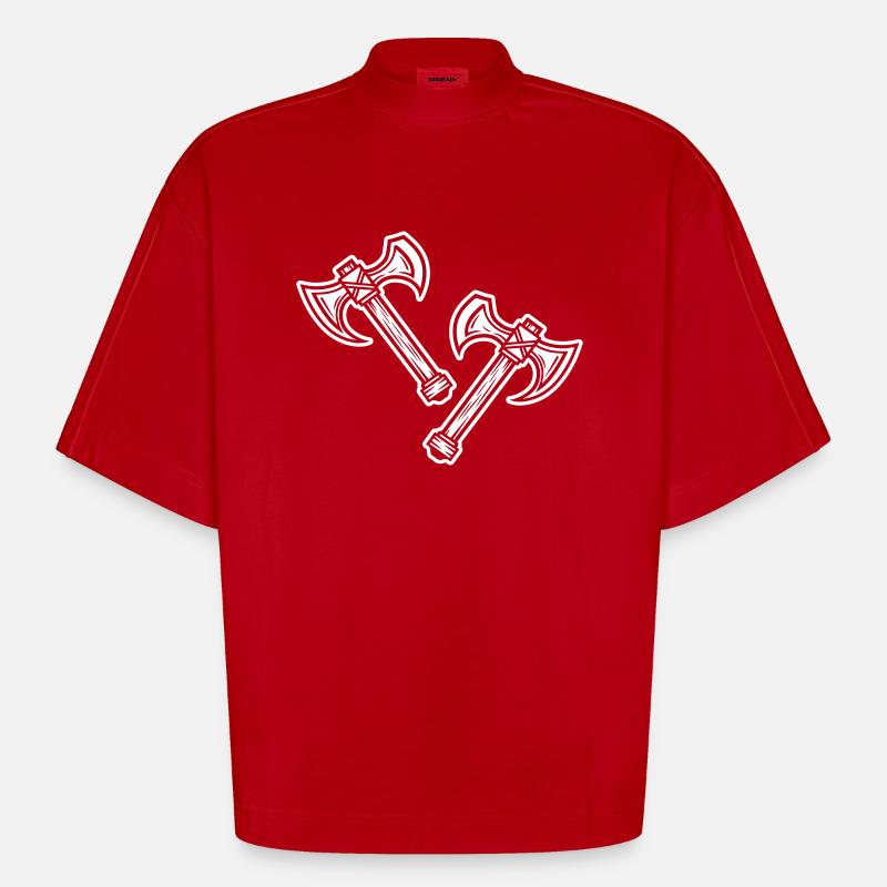 Élément de hache - T-shirt bio épais oversize Boxy fabriqué en UE - rouge