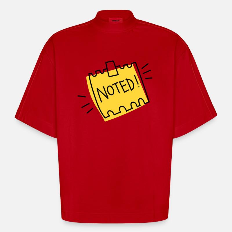Note Note Note Croquis - T-shirt bio épais oversize Boxy fabriqué en UE - rouge