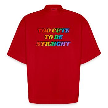 Trop mignon pour être hétéro - LGBTQ humour drôle - T-shirt bio épais oversize Boxy fabriqué en UE - rouge - Devant