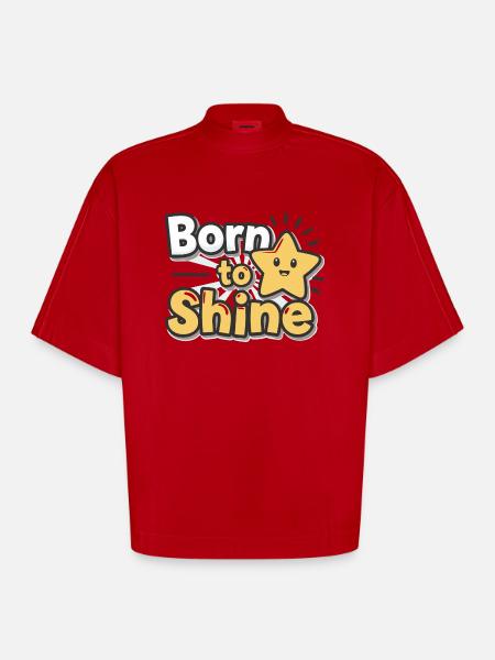 Né pour briller – Strahlender Stern - T-shirt bio épais oversize Boxy fabriqué en UE - rouge