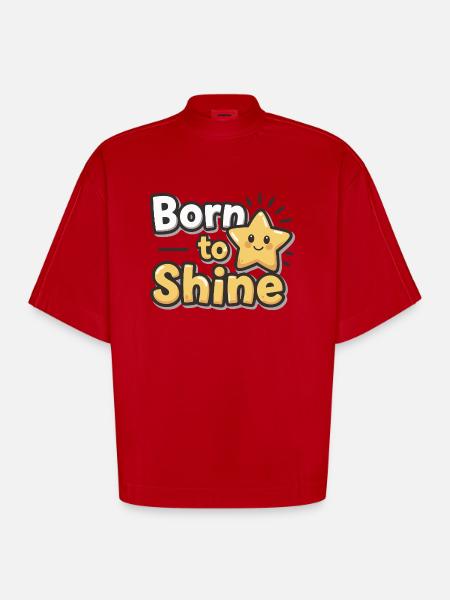 Né pour briller – Strahlender Stern - T-shirt bio épais oversize Boxy fabriqué en UE - rouge