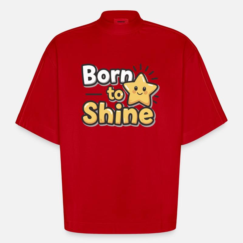 Né pour briller – Strahlender Stern - T-shirt bio épais oversize Boxy fabriqué en UE - rouge