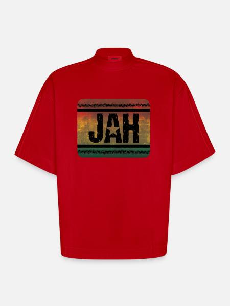 Jah Reggae - Heavyweight Oversized Organic Boxy T-Shirt Made in EU - red
