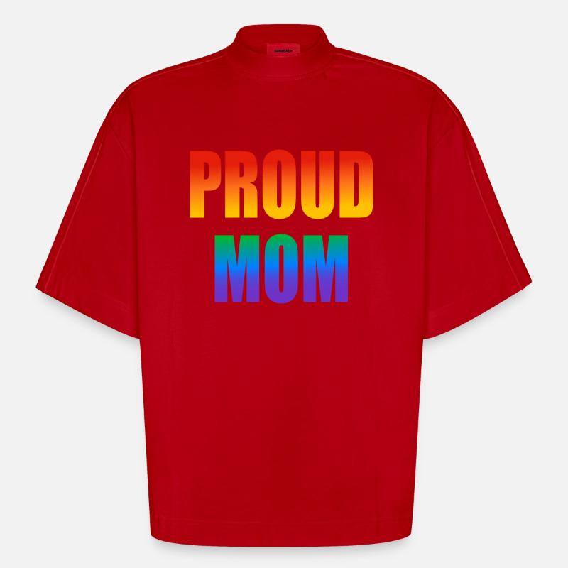 Stolze Mutter schwuler Regenbogen - Heavyweight Oversized Organic Boxy T-Shirt Made in EU - Rot