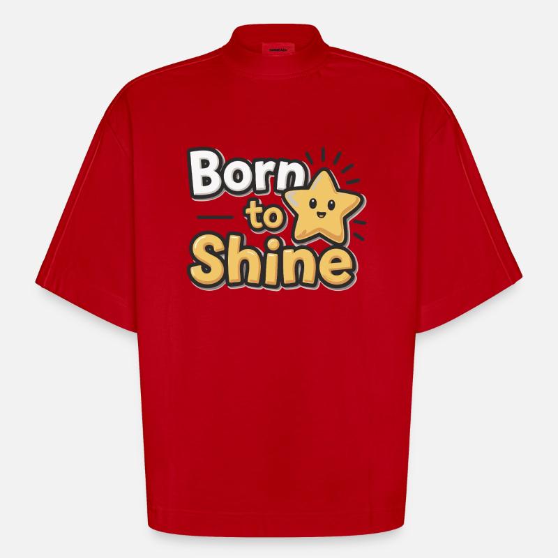 Né pour briller – Strahlender Stern - T-shirt bio épais oversize Boxy fabriqué en UE - rouge