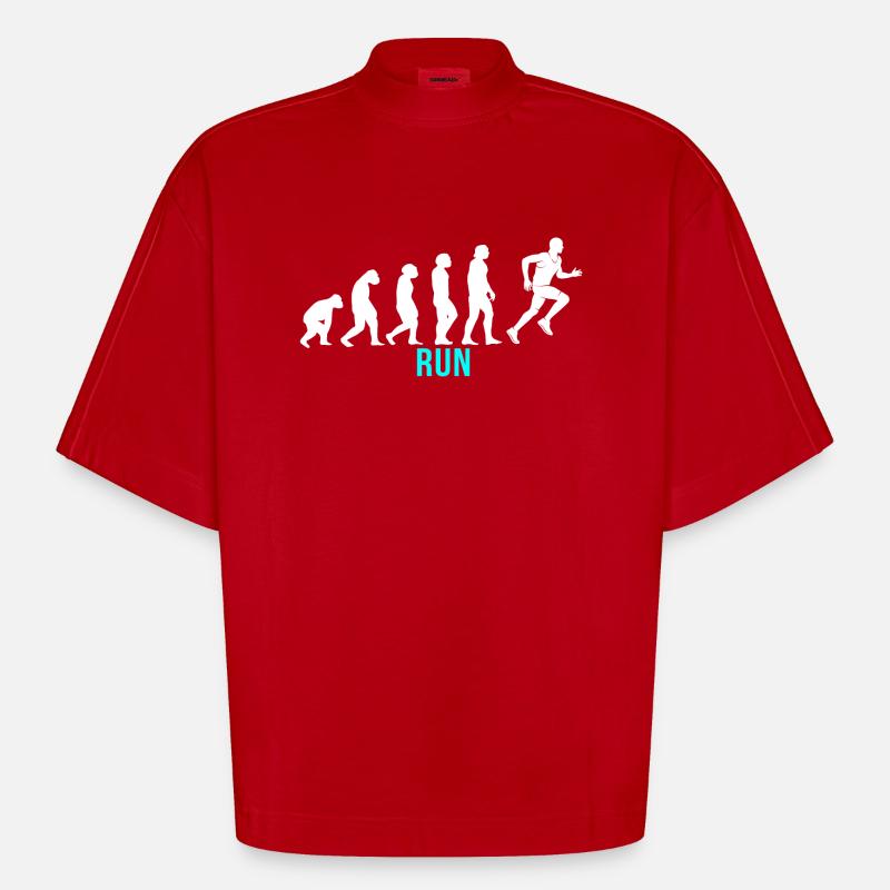 Run Evolution - Heavyweight Oversized Organic Boxy T-Shirt Made in EU - Rot