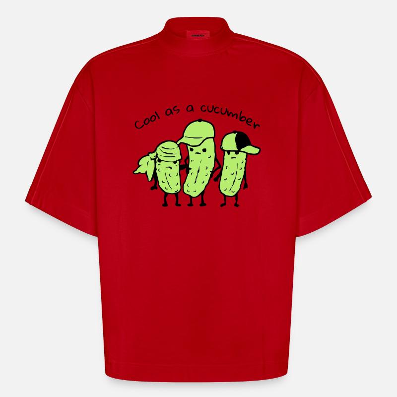 Froid comme un concombre - T-shirt bio épais oversize Boxy fabriqué en UE - rouge