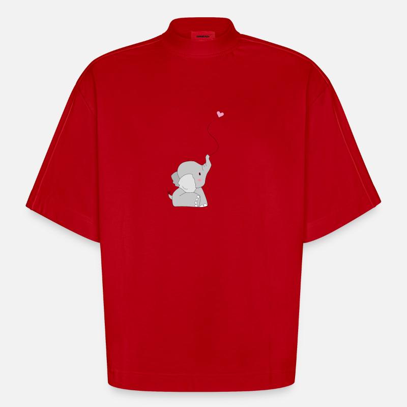 Eddi Elefant - Geschenk - Geschenkidee - Heavyweight Oversized Organic Boxy T-Shirt Made in EU - Rot