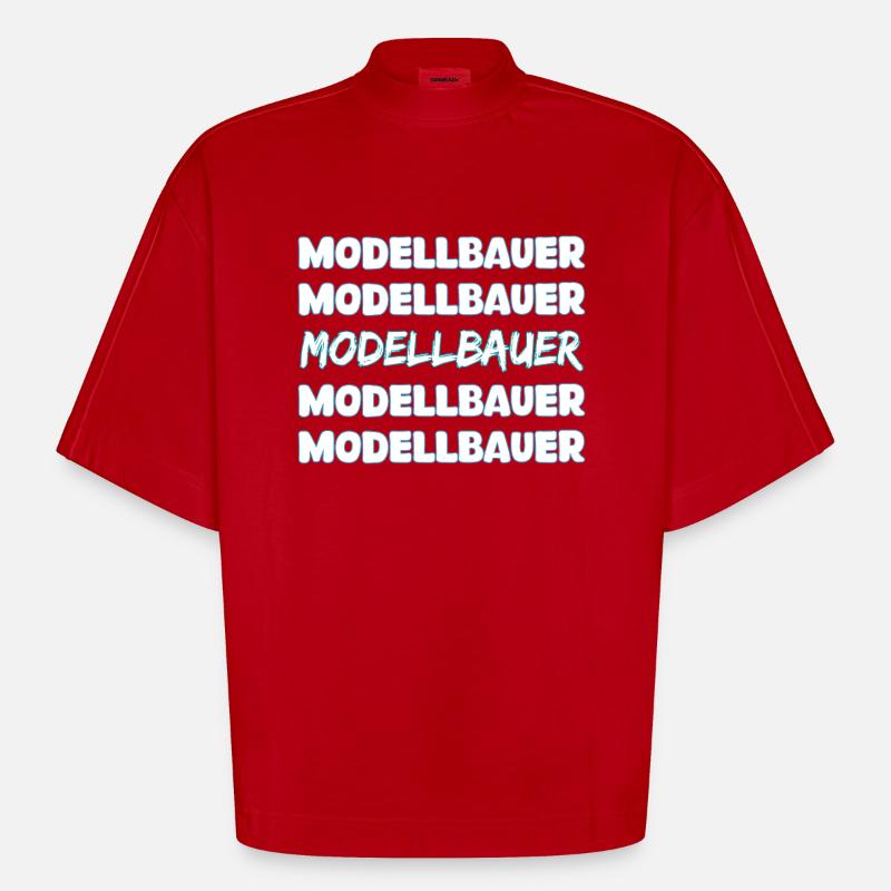 Gift for model builder - Heavyweight Oversized Organic Boxy T-Shirt Made in EU - red