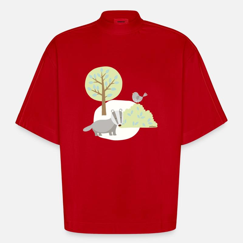 Patch_Dachs - Heavyweight Oversized Organic Boxy T-Shirt Made in EU - Rot