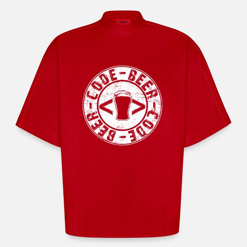 Beer and Code - Heavyweight Oversized Organic Boxy T-Shirt Made in EU - Rot