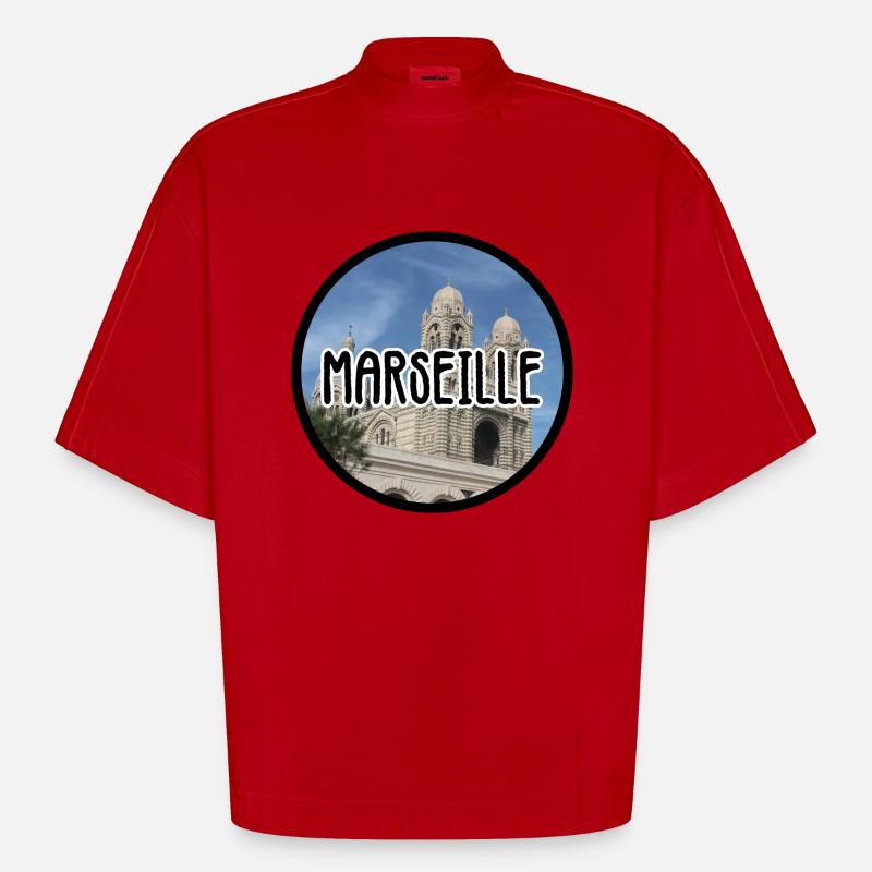 Marseille La Major - T-shirt bio épais oversize Boxy fabriqué en UE - rouge