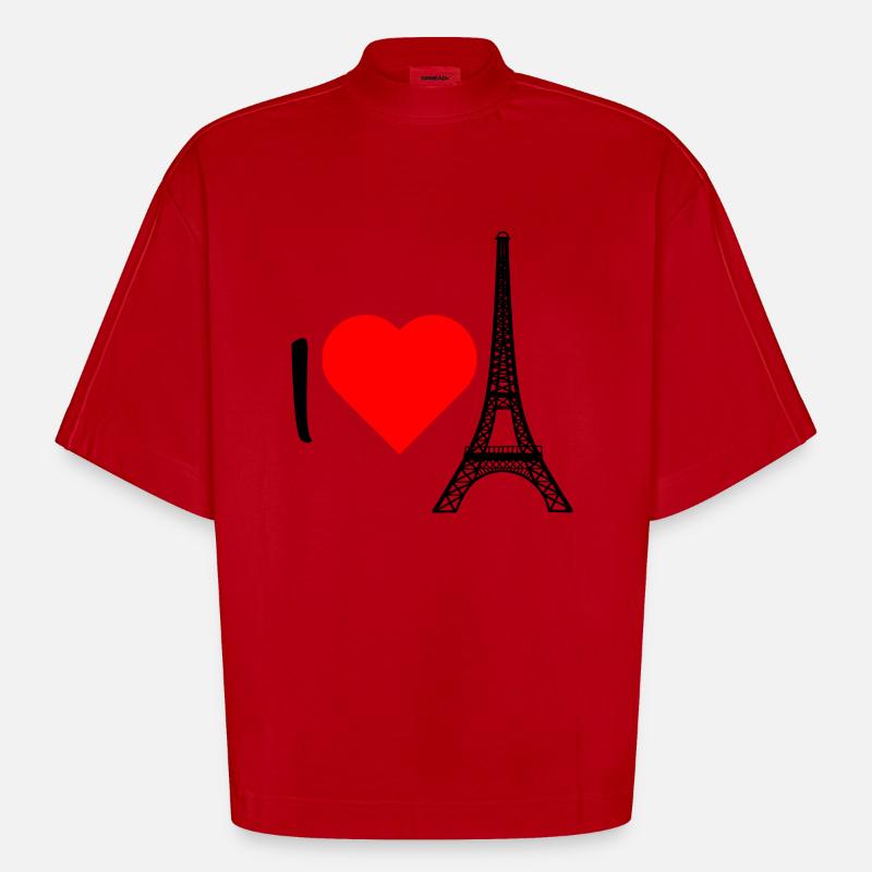Ich liebe den Eiffelturm. - Heavyweight Oversized Organic Boxy T-Shirt Made in EU - Rot