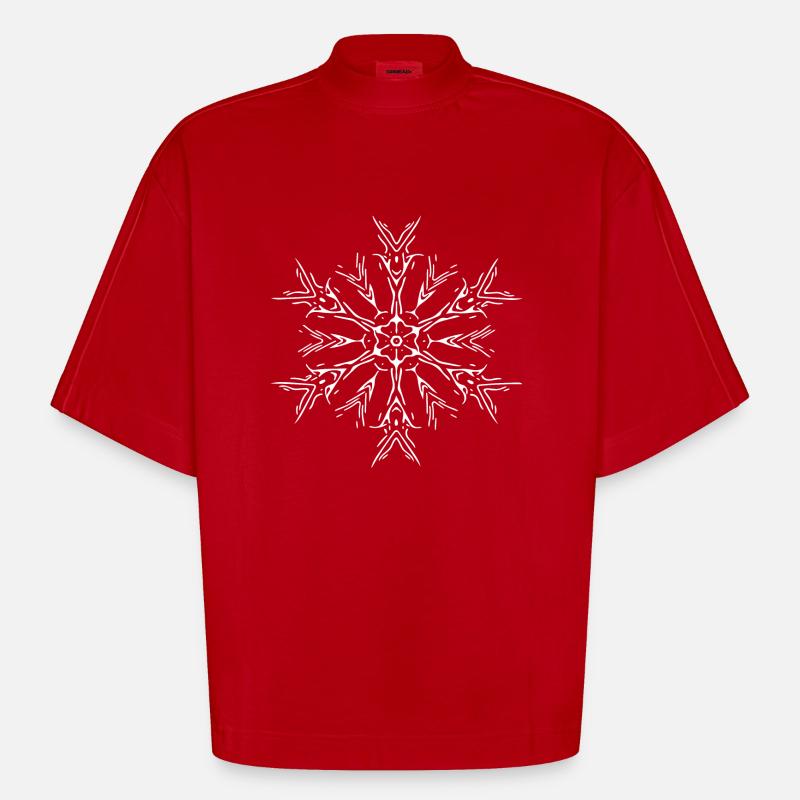 Mandala Lines Abstract Shape Pattern - T-shirt bio épais oversize Boxy fabriqué en UE - rouge