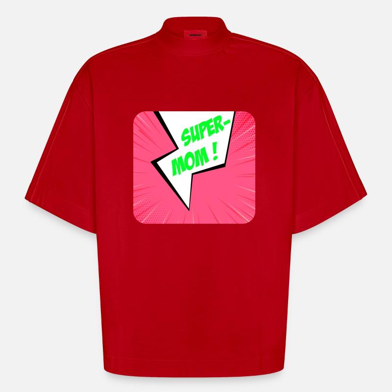 Supermom, Superheldin. Beste Mama. Comicbuch. - Heavyweight Oversized Organic Boxy T-Shirt Made in EU - Rot