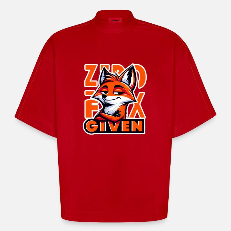Zero Given - Fox Illustration - Heavyweight Oversized Organic Boxy T-Shirt Made in EU - red