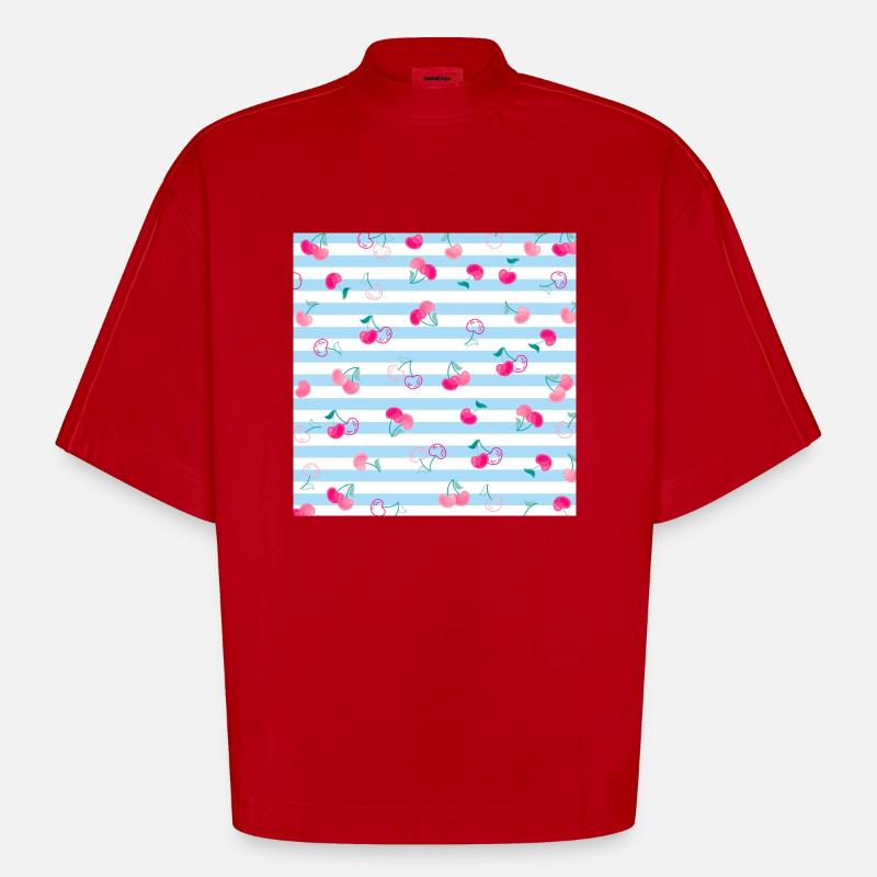 Kirsche Muster Cherry Pattern - Heavyweight Oversized Organic Boxy T-Shirt Made in EU - red