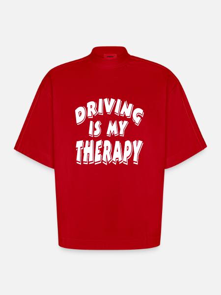 Car - Heavyweight Oversized Organic Boxy T-Shirt Made in EU - red