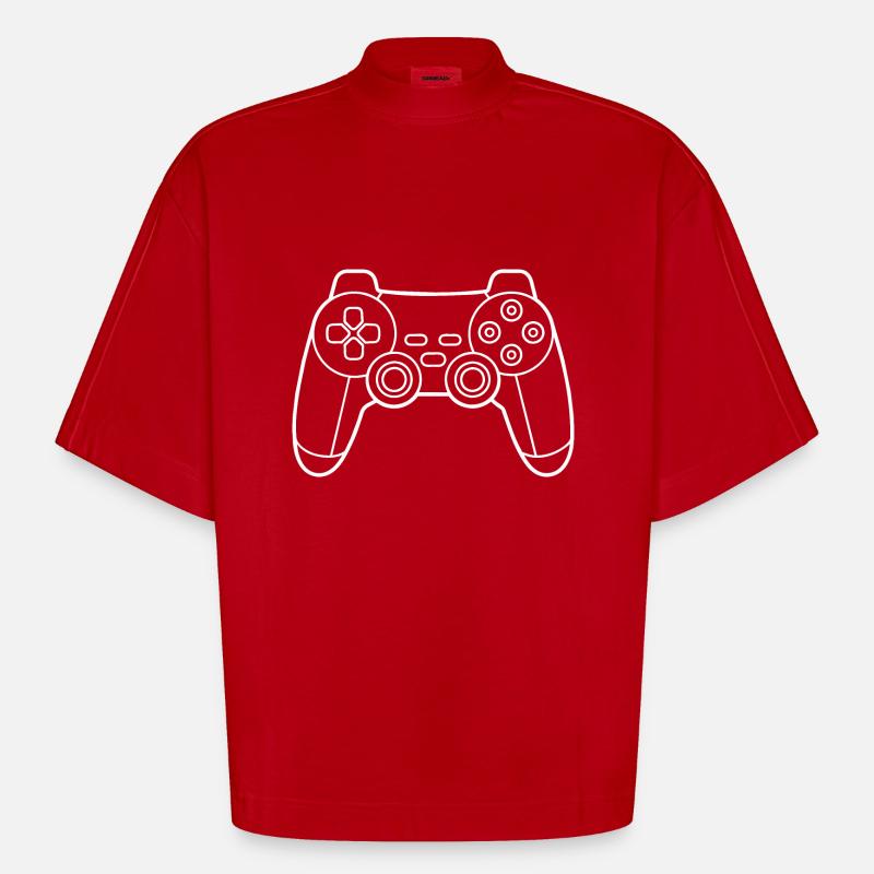 Ein Gamecontroller in weiß - Heavyweight Oversized Organic Boxy T-Shirt Made in EU - Rot