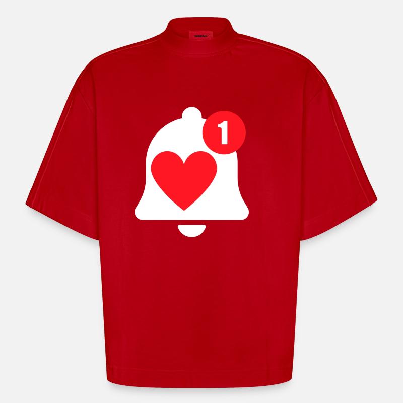notification déclaration d'amour - T-shirt bio épais oversize Boxy fabriqué en UE - rouge