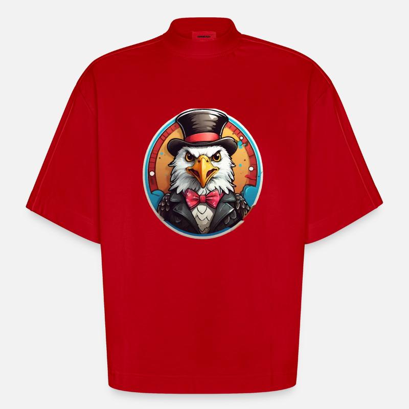 Funny Eagle Comic - Heavyweight Oversized Organic Boxy T-Shirt Made in EU - red