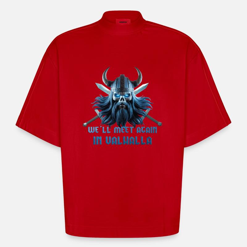 Wikinger Schädel 06 2024 06 - Heavyweight Oversized Organic Boxy T-Shirt Made in EU - Rot