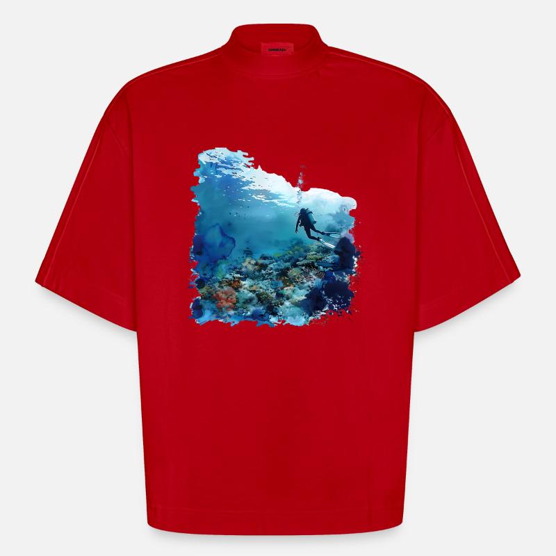 Faszination Tauchen mit Flasche - Heavyweight Oversized Organic Boxy T-Shirt Made in EU - Rot